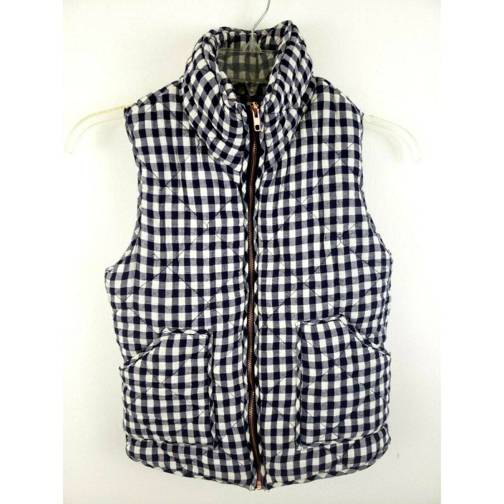 Peace Love Gingham Plaid Puffer Vest